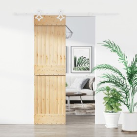 Puerta corredera con herrajes madera maciza de pino 70x210 cm de vidaXL, Puertas - Ref: Foro24-3203179, Precio: 182,72 €, Des...