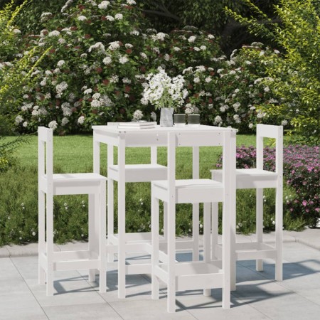 Set de mesa y taburetes altos jardín 5 pzas madera pino blanco de vidaXL, Conjuntos de jardín - Ref: Foro24-3154741, Precio: ...