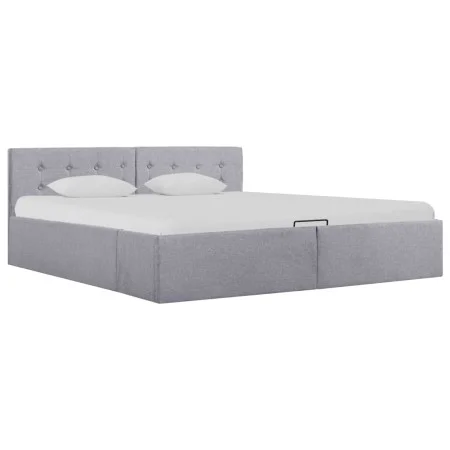 Cama canapé hidráulica almacenaje LED tela gris claro 160x200cm de vidaXL, Camas y somieres - Ref: Foro24-285580, Precio: 347...