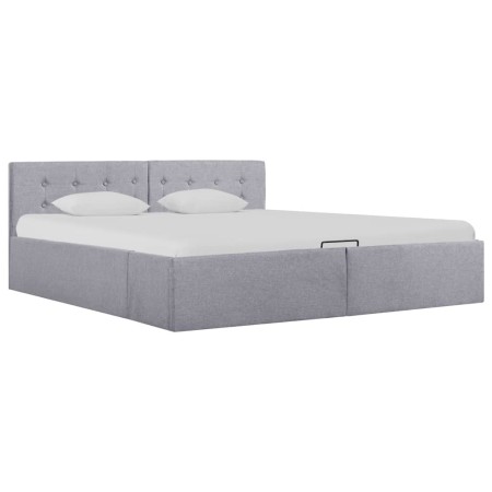 Cama canapé hidráulica almacenaje LED tela gris claro 160x200cm de vidaXL, Camas y somieres - Ref: Foro24-285580, Precio: 327...