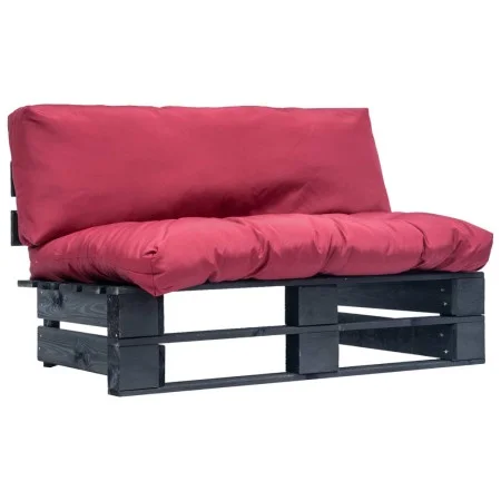 Sofá de palets de jardín con cojines rojos madera de pino de vidaXL, Sofás de exterior - Ref: Foro24-277412, Precio: 113,29 €...