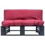 Sofá de palets de jardín con cojines rojos madera de pino de vidaXL, Sofás de exterior - Ref: Foro24-277412, Precio: 113,29 €...