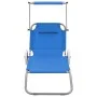 Folding sun lounger with canopy and gray steel wheels by vidaXL, Loungers - Ref: Foro24-44322, Price: 73,98 €, Discount: %