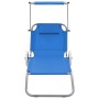 Tumbona plegable con toldo y ruedas acero gris de vidaXL, Tumbonas - Ref: Foro24-44322, Precio: 75,42 €, Descuento: %