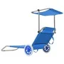 Folding sun lounger with canopy and gray steel wheels by vidaXL, Loungers - Ref: Foro24-44322, Price: 73,98 €, Discount: %