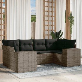 Set de muebles de jardín 6 pzas y cojines ratán sintético gris en Conjuntos de jardín | Comprar online en Foru.es