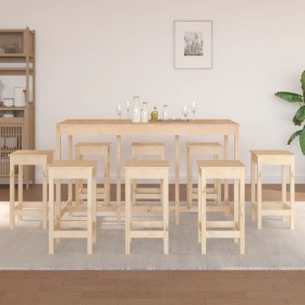 Set de bar 9 piezas madera maciza de pino de vidaXL, muebles para cocinas y comedores - Ref: Foro24-3124717, Precio: 516,95 €...