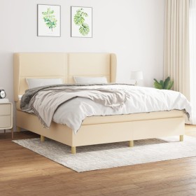 Cama box spring con colchón tela color crema 160x200 cm de vidaXL, Camas y somieres - Ref: Foro24-3128458, Precio: 607,25 €, ...