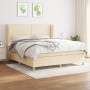 Cama box spring con colchón tela color crema 160x200 cm de vidaXL, Camas y somieres - Ref: Foro24-3128458, Precio: 607,25 €, ...