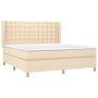 Cama box spring con colchón tela color crema 160x200 cm de vidaXL, Camas y somieres - Ref: Foro24-3128858, Precio: 621,89 €, ...