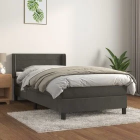 Cama box spring con colchón terciopelo gris oscuro 100x200 cm de vidaXL, Camas y somieres - Ref: Foro24-3131004, Precio: 293,...