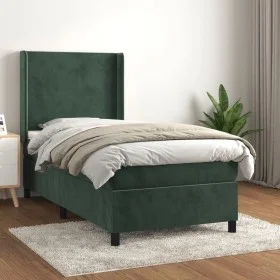 Cama box spring con colchón terciopelo verde oscuro 80x200 cm de vidaXL, Camas y somieres - Ref: Foro24-3132528, Precio: 311,...