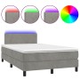 Cama box spring colchón y LED terciopelo gris claro 120x200 cm de vidaXL, Camas y somieres - Ref: Foro24-3134273, Precio: 381...