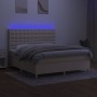 Cama box spring colchón y luces LED tela crema 160x200 cm de vidaXL, Camas y somieres - Ref: Foro24-3135770, Precio: 618,53 €...