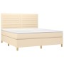 Cama box spring con colchón tela color crema 160x200 cm de vidaXL, Camas y somieres - Ref: Foro24-3142430, Precio: 600,95 €, ...