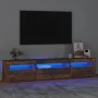 Mueble de TV con luces LED roble ahumado 195x35x40 cm de vidaXL, Muebles TV - Ref: Foro24-3152743, Precio: 129,34 €, Descuent...