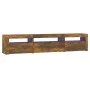 Mueble de TV con luces LED roble ahumado 195x35x40 cm de vidaXL, Muebles TV - Ref: Foro24-3152743, Precio: 129,34 €, Descuent...