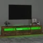 Mueble de TV con luces LED roble ahumado 195x35x40 cm de vidaXL, Muebles TV - Ref: Foro24-3152743, Precio: 129,34 €, Descuent...