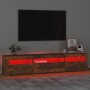 Mueble de TV con luces LED roble ahumado 195x35x40 cm de vidaXL, Muebles TV - Ref: Foro24-3152743, Precio: 131,71 €, Descuent...