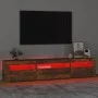 Mueble de TV con luces LED roble ahumado 195x35x40 cm de vidaXL, Muebles TV - Ref: Foro24-3152743, Precio: 129,34 €, Descuent...