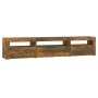 Mueble de TV con luces LED roble ahumado 195x35x40 cm de vidaXL, Muebles TV - Ref: Foro24-3152743, Precio: 129,34 €, Descuent...