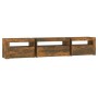 Mueble de TV con luces LED roble ahumado 195x35x40 cm de vidaXL, Muebles TV - Ref: Foro24-3152743, Precio: 131,71 €, Descuent...