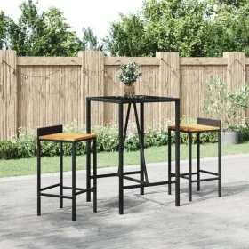 Mesa alta bar ratán PE y superficie vidrio negro 70x70x110 cm de vidaXL, Mesas de jardín - Ref: Foro24-362586, Precio: 111,32...
