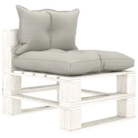 Central pallet sofa for garden made of wood with taupe cushions by vidaXL, Outdoor sofas - Ref: Foro24-3052398, Price: 86,42 ...