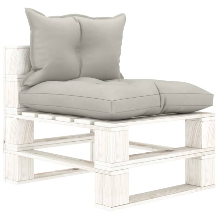 Sofá central de palets para jardín madera con cojines taupe de vidaXL, Sofás de exterior - Ref: Foro24-3052398, Precio: 88,66...