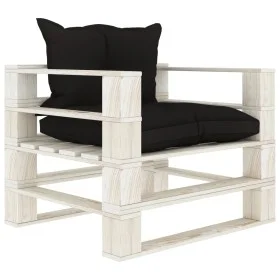 Wooden garden pallet sofa with black cushions by vidaXL, Outdoor sofas - Ref: Foro24-3052348, Price: 109,21 €, Discount: %