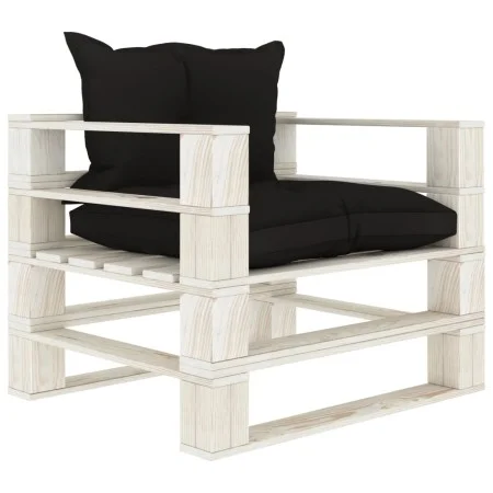 Sofá de palets para jardín madera con cojines negros de vidaXL, Sofás de exterior - Ref: Foro24-3052348, Precio: 109,21 €, De...