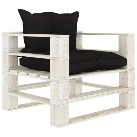 Sofá de palets para jardín madera con cojines negros de vidaXL, Sofás de exterior - Ref: Foro24-3052348, Precio: 110,45 €, De...