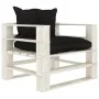 Sofá de palets para jardín madera con cojines negros de vidaXL, Sofás de exterior - Ref: Foro24-3052348, Precio: 109,21 €, De...