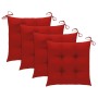 Sillas de jardín 4 uds madera maciza de teca con cojines rojos de vidaXL, Sillas de jardín - Ref: Foro24-3065638, Precio: 395...
