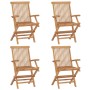 Sillas de jardín 4 uds madera maciza de teca con cojines rojos de vidaXL, Sillas de jardín - Ref: Foro24-3065638, Precio: 395...