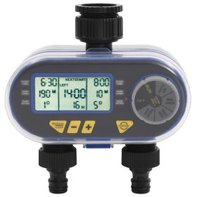 Temporizador digital de riego automático con salida doble de vidaXL, Controles de aspersión - Ref: Foro24-48039, Precio: 46,6...