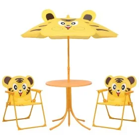 Mesa y sillas de jardín infantil 3 pzas con sombrilla amarillo de vidaXL, Conjuntos de jardín - Ref: Foro24-48100, Precio: 66...