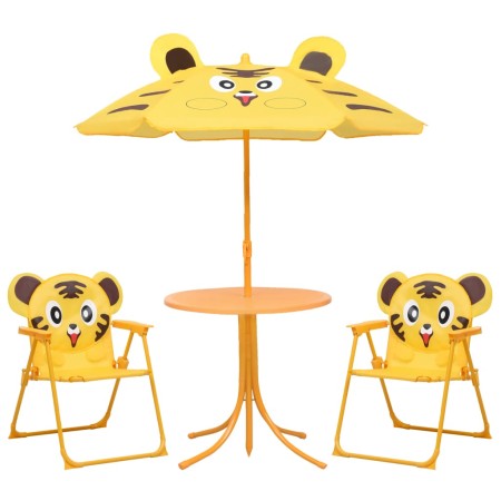 Mesa y sillas de jardín infantil 3 pzas con sombrilla amarillo de vidaXL, Conjuntos de jardín - Ref: Foro24-48100, Precio: 67...