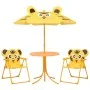 Mesa y sillas de jardín infantil 3 pzas con sombrilla amarillo de vidaXL, Conjuntos de jardín - Ref: Foro24-48100, Precio: 66...