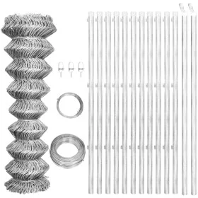 Drahtzaun und Pfosten Stahl verzinkt silber 25x1,25 m von vidaXL, Zaunpaneele - Ref: Foro24-141500, Preis: 224,15 €, Rabatt: %