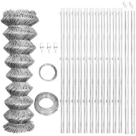Drahtzaun und Pfosten Stahl verzinkt silber 25x1,25 m von vidaXL, Zaunpaneele - Ref: Foro24-141500, Preis: 224,15 €, Rabatt: %