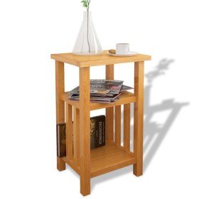 Mesa auxiliar con estante de madera de roble maciza 27x35x55cm en Mesas auxiliares | Comprar online en Foru.es