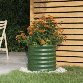 Jardinera de acero con recubrimiento en polvo verde 40x40x36 cm de vidaXL, Maceteros y jardineras - Ref: Foro24-318843, Preci...