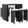 Mesa y sillas de bar jardín 5 pzas ratán sintético vidrio negro de vidaXL, Conjuntos de jardín - Ref: Foro24-49568, Precio: 3...