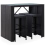 Mesa y sillas de bar jardín 5 pzas ratán sintético vidrio negro de vidaXL, Conjuntos de jardín - Ref: Foro24-49568, Precio: 3...