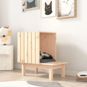 Casa para gatos de madera maciza de pino 60x36x60 cm de vidaXL, Mobiliario para gatos - Ref: Foro24-822452, Precio: 49,99 €, ...