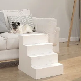 Solid white pine wood pet ladder 40x49x47 cm by vidaXL, Pet Steps and Ramps - Ref: Foro24-822467, Price: 59,25 €, Discount: %