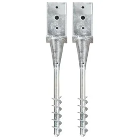 Erdspieße 2 Stück Stahl verzinkt silber 8x8x57 cm von vidaXL, Spikes zur Verankerung im Boden - Ref: Foro24-145437, Preis: 38...