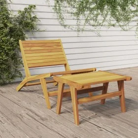 Silla de jardín con reposapiés de madera maciza de teca de vidaXL, Sillas de jardín - Ref: Foro24-319154, Precio: 262,33 €, D...