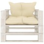 Sofá de jardín de palets madera con cojines crema de vidaXL, Sofás de exterior - Ref: Foro24-3052444, Precio: 107,34 €, Descu...